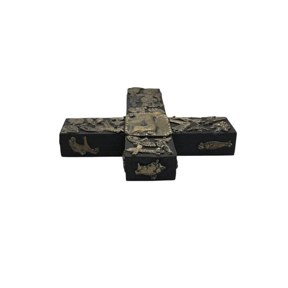 Vintage Signed Estela Ogazon 3D Milagros Wood Cross Mexican Folk Art - Picture 7 of 14